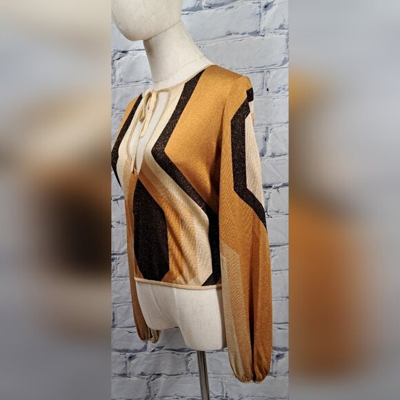 Gucci by Tom Ford Runway Gold Metallic Lurex Knit Long Sleeve Top Y2K  2000 XS - Picture 7 of 15